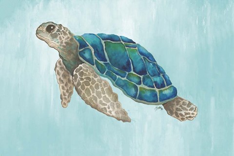 Framed Watercolor Sea Turtle Print