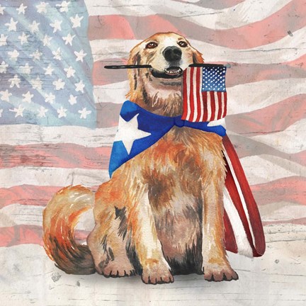 Framed Flag Waving Pup Print