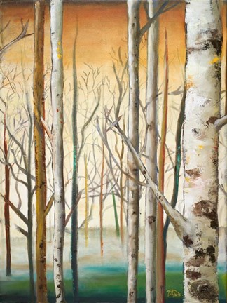 Framed Gold Birch Forest II Print