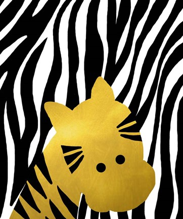 Framed Gold Baby Zebra Print