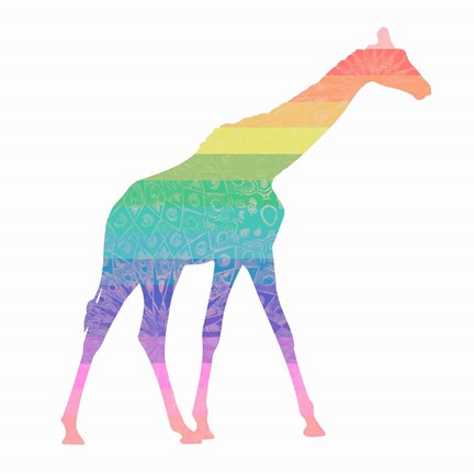 Framed Rainbow Giraffe Print