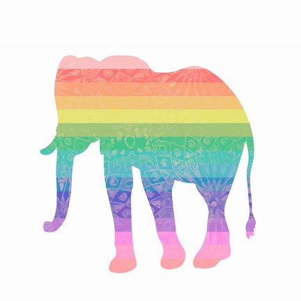 Framed Rainbow Elephant Print