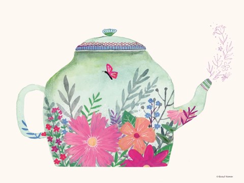 Framed Garden Teapot Print