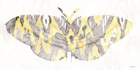 Framed Yellow-Gray Patterned Moth 1 Print