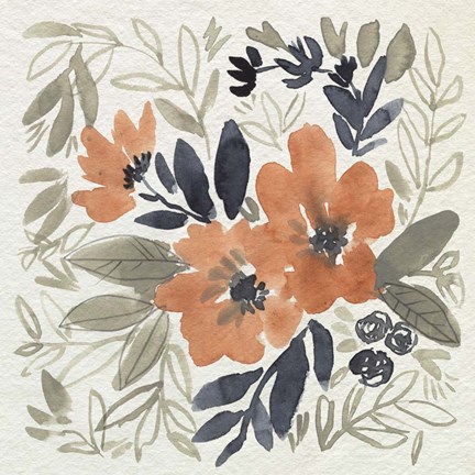 Framed Sienna &amp; Paynes Flowers I Print