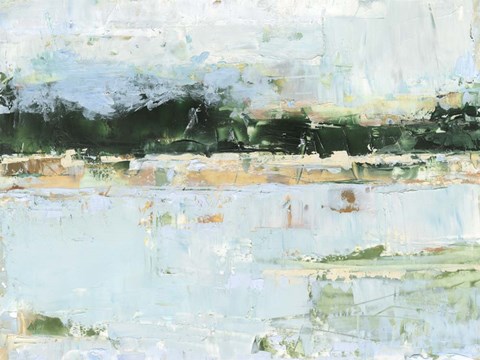 Framed Treelined Waterfront I Print