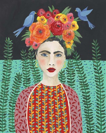 Framed Frida Headdress II Print