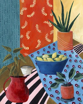 Framed Colorful Tablescape I Print