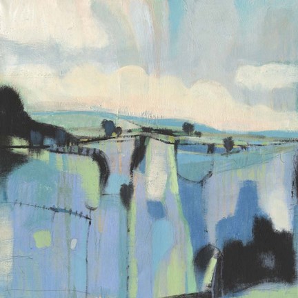 Framed Abstract Shades of Blue I Print
