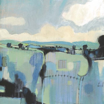 Framed Abstract Shades of Blue II Print