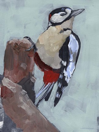 Framed Woodpecker Paintstrokes II Print