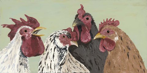 Framed Four Roosters Print
