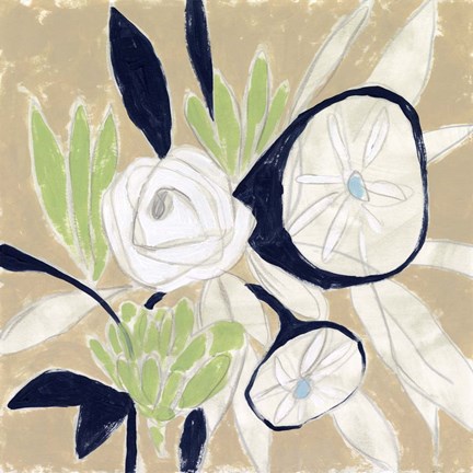 Framed Navy Bouquet Sketch II Print