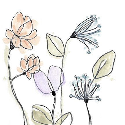 Framed Spindle Blossoms VI Print