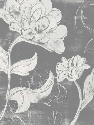 Framed Grayscale Garden I Print