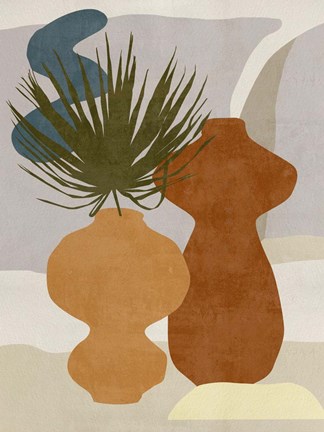 Framed Decorated Vases I Print