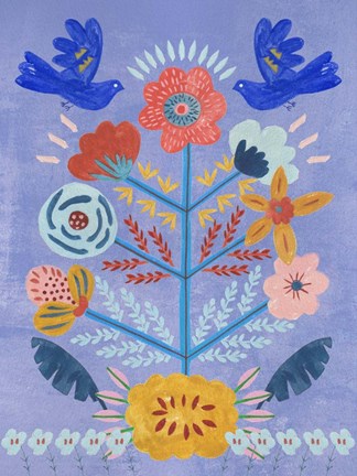 Framed Embroidered Garden III Print