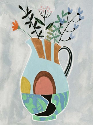 Framed Collage Vase III Print