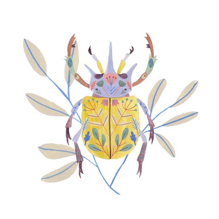 Framed Floral Beetles I Print