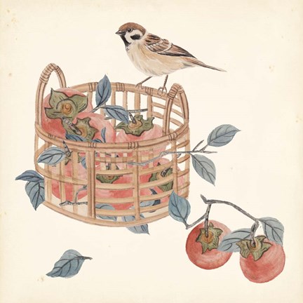 Framed Basket with Fruit IV Print