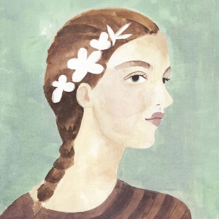 Framed Folk Art Portrait I Print