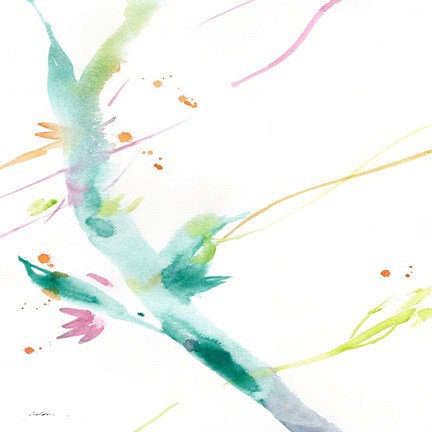 Framed Leaves Of Teal Print