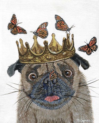 Framed Crowned Pug Print