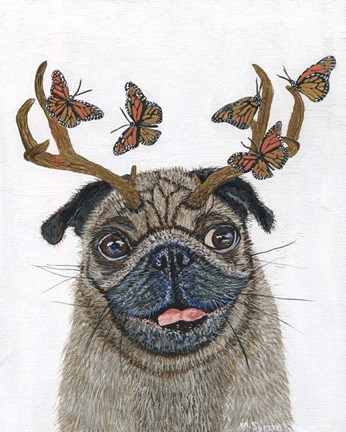 Framed Pug With a Big Rack Print