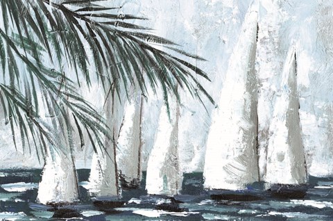 Framed Sailboats Behind the Palms Print