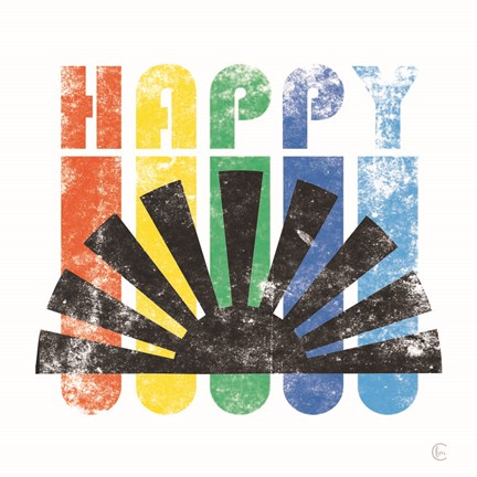 Framed Happy Retro Print