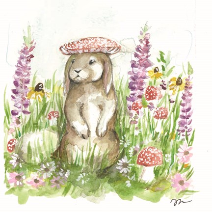 Framed Mushroom Hat Bunny Print