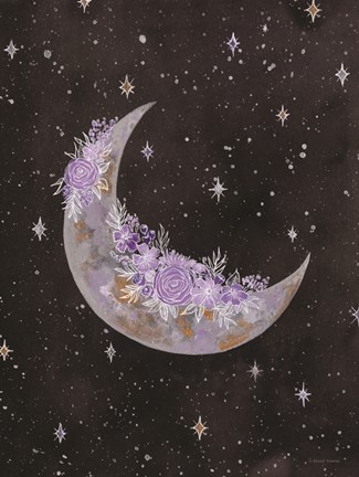 Framed Purple Flowers on the Moon Print