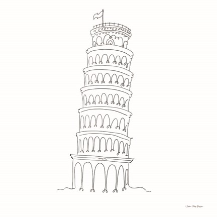 Framed One Line Pisa Tower Italy Print