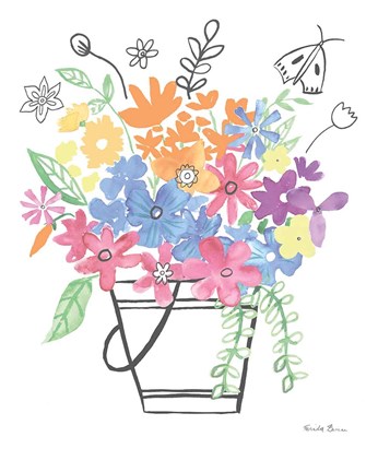 Framed Floral Magic I Pastel Print