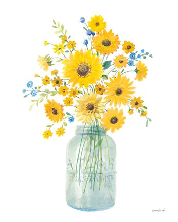 Framed Sunshine Bouquet I Light in Jar Print