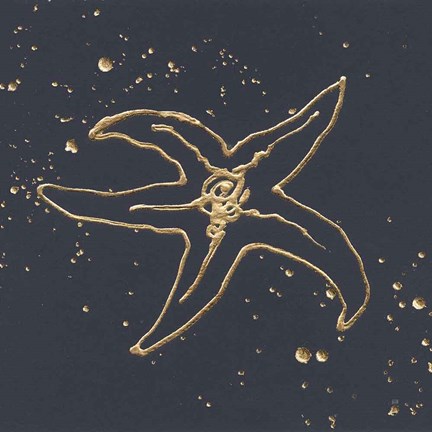 Framed Gold Starfish III Print