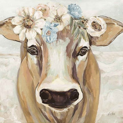 Framed Beau with Flowers Neutral Print