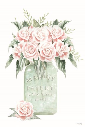 Framed Jar of Roses Print