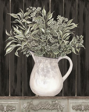 Framed Sage Greenery in a Pitcher Print
