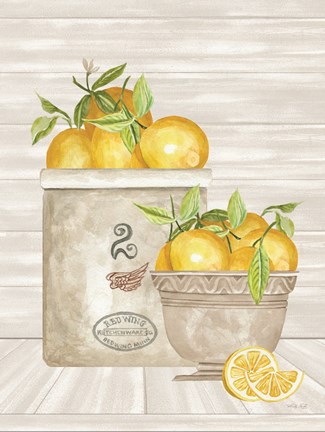 Framed Lemon Crock and Bowl Print