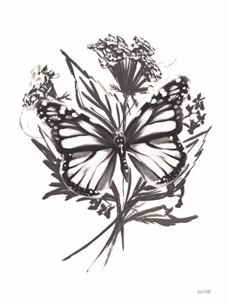 Framed Black &amp; White Butterfly Print