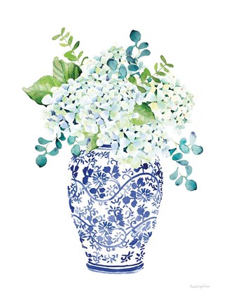 Framed Chinoiserie Hydrangea II Print