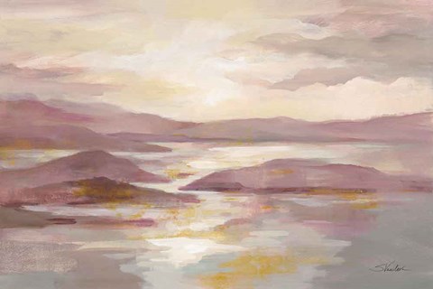 Framed Pink and Gold Landscape Print