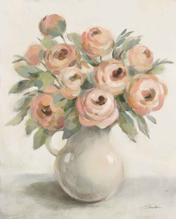 Framed Blush Flowers in a Jug Print