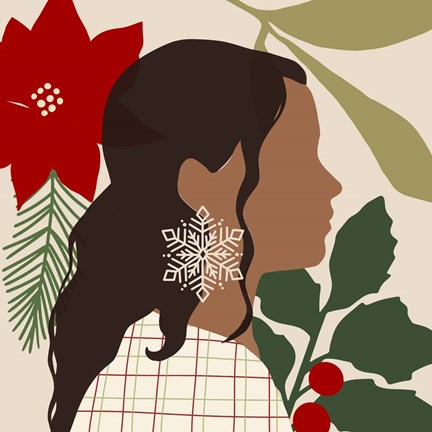 Framed Christmas Earring III Print