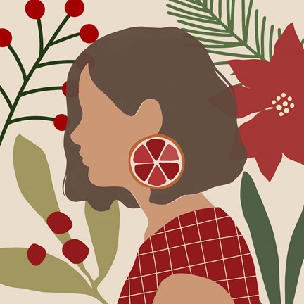 Framed Christmas Earring IV Print