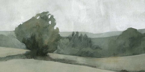 Framed Soft Green Landscape I Print