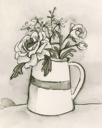 Framed Bouquet Scribble II Print