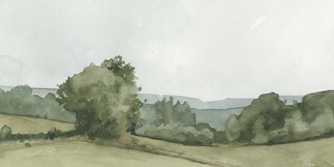 Framed Vintage Landscape Sketch I Print