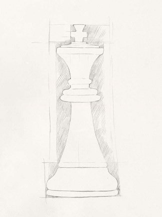 Framed Chess Set Sketch II Print